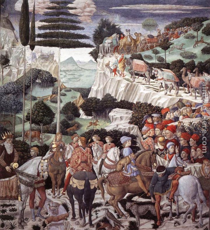 Procession of the Oldest King (west wall) painting - Benozzo di Lese di Sandro Gozzoli Procession of the Oldest King (west wall) art painting